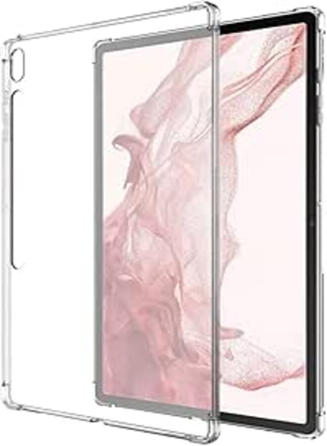 MOBISTAR Case Fits Samsung Galaxy Tab S8 Plus 2022 / Tab S7 FE 2021 / Tab S7 Plus 2020 12.4-inches, Reinforced Corners Ultra Clear Soft Flexible Transparent TPU Cover Shell Tab S7fe/S8+/S7+ Clear Case
